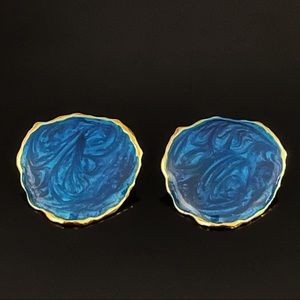 ✨Stunning Blue Paint Italy Retro VTG Stud Earrings